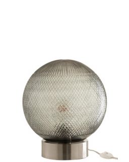 Lampe Boule Verre Argent (25X25X27Cm)