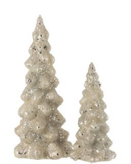 Sapin De Noel Decoratif Givre Verre Brillant Gris Clair/Argent Large (0X62X0Cm)