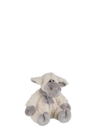 Mouton Avec Echarpe Peluche Ecru / Gris Taille S (17X19X20Cm)