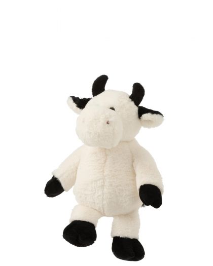 Vache Peluche Ecru / Noir Taille M (25X24X26.5Cm)