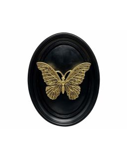 Decoration Murale, Papillon Noir Dore 20,5X26,5Cm