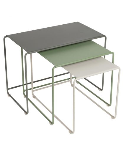 Oulala Lot 3 Tables Gigognes Romarin/Cactus/Gris Argile