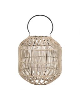 Lanterne Sauzon Gris Ø37Xh60Cm Bambou+Fer+Verre