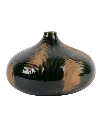 Vase Pheses Vert Fonce+Brun Ø30Xh20Cm Faience